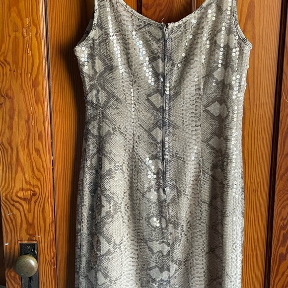 Joseph Ribcoff couture taupe snake print sequin dress size 8 - Picture 3 of 4
